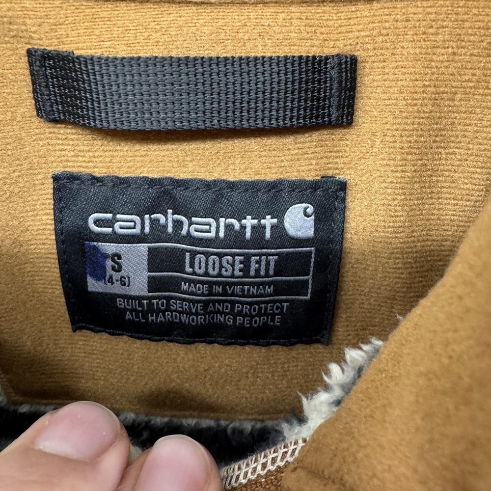 Carhartt Jacket Womens Small White Sherpa Fleece 1/2 Zip Fair Isle Pullover - Picture 2 of 11